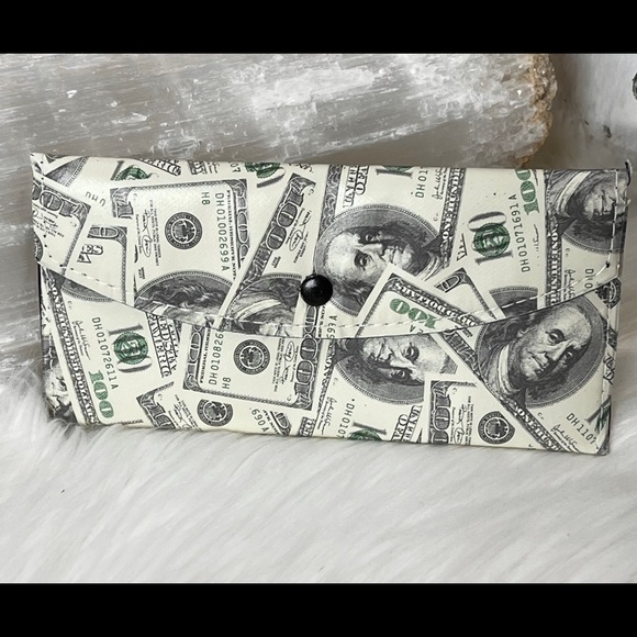 Wallet I’M IN THE MONEY slim TRIFOLD DOLLAR BILL pattern CREDIT + GIFT holder - Picture 10 of 10